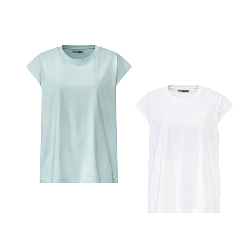تی شرت آستین کوتاه زنانه اسمارا مدل 1030 مجموعه دو عددی