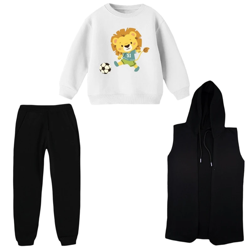 ست 3 تکه لباس راحتی بچگانه مدل شیر فوتبالیست  
