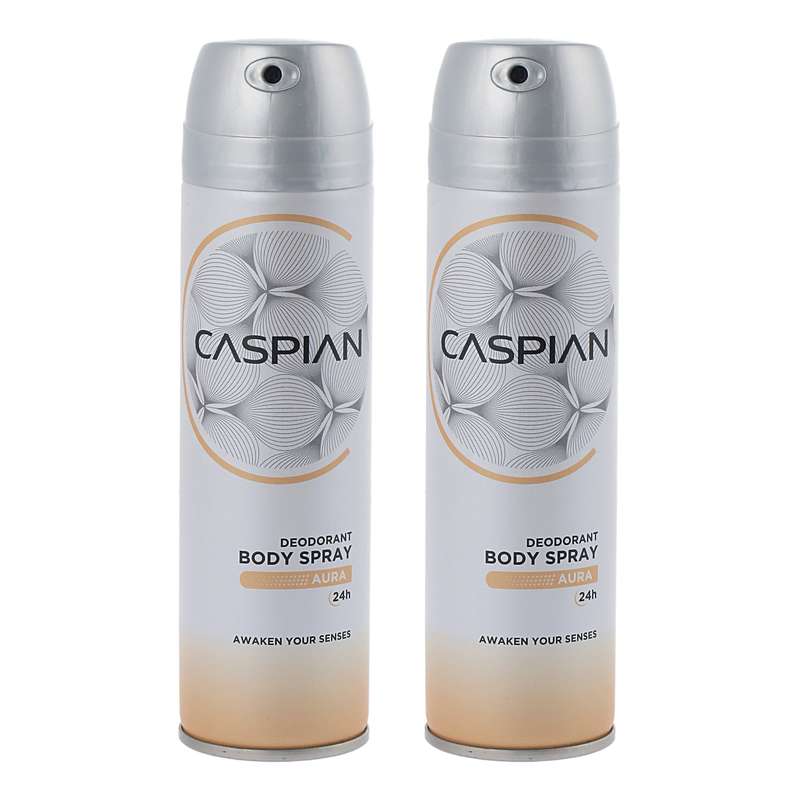 اسپری بدن زنانه کاسپین مدل AURA حجم 150 میلی لیتر مجموعه 2 عددی