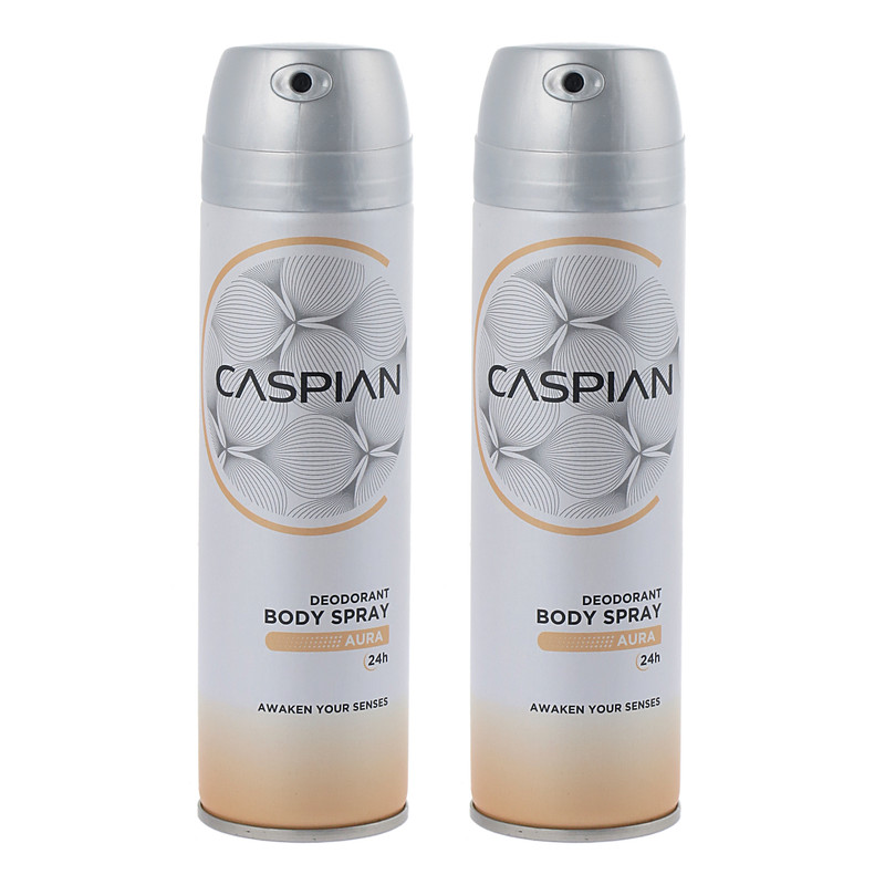 اسپری بدن زنانه کاسپین مدل AURA حجم 150 میلی لیتر مجموعه 2 عددی