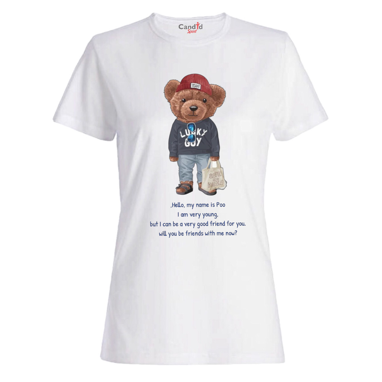 تی شرت آستین کوتاه زنانه کاندید اسپرت طرح خرس تدی مدل 26