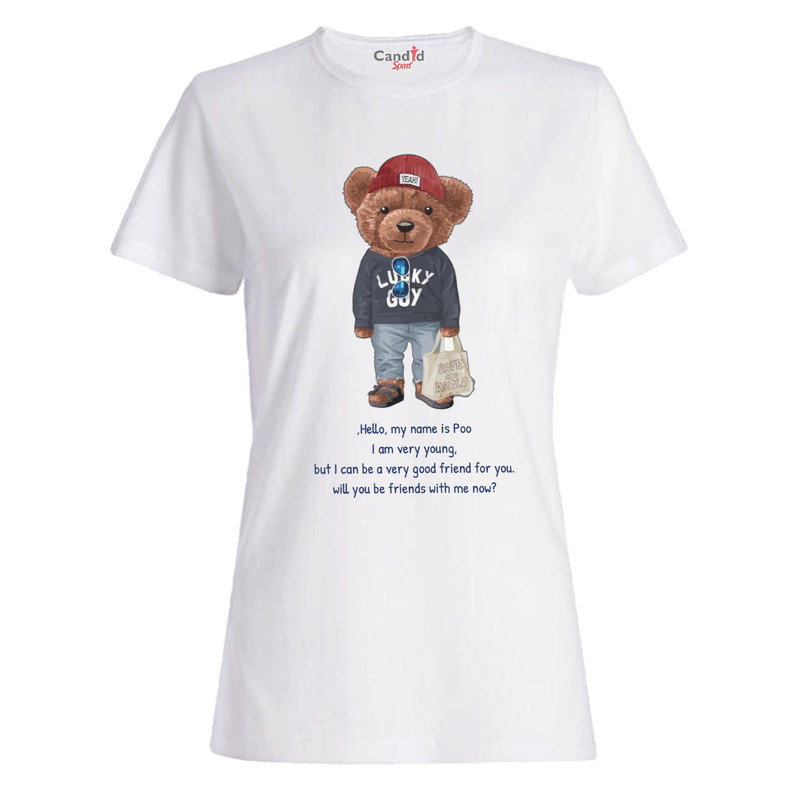 تی شرت آستین کوتاه دخترانه کاندید اسپرت طرح خرس تدی مدل 525