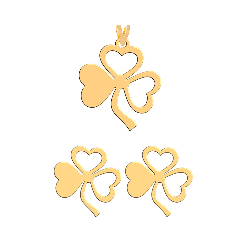 نیم ست طلا 18 عیار زنانه فرشته طرح گل شبدر WHSL-000230