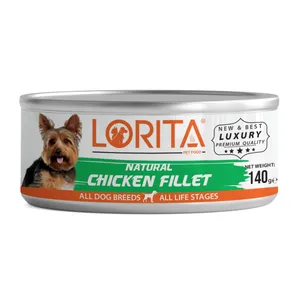  کنسرو غذای سگ لوریتا مدل NATURAL CHICKEN FILLET وزن 140 گرم 