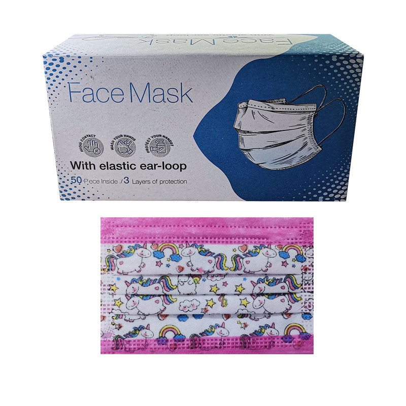 ماسک تنفسی کودک  مدل سه لایه ملت بلون بسته 50 عددی