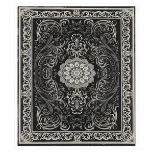 فرش ماشینی 1200 شانه زمینه دودی لایت حاشیه دودی مدل مینیمال وینتیج