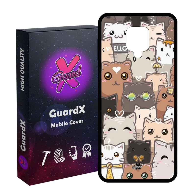 کاور گارد ایکس طرح Cat مدل Glass10674 مناسب برای گوشی موبایل شیائومی Redmi Note9 Pro/Note 9 Pro Max/Redmi Note 9S/MI Poco M2 Pro