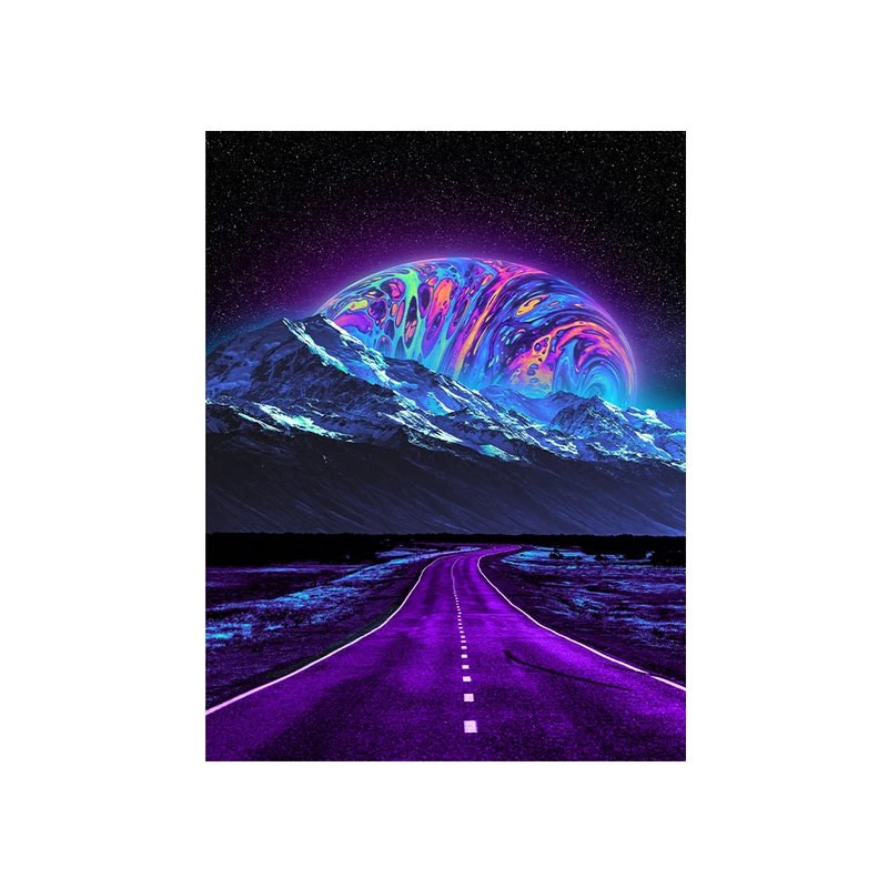 فرش پارچه‌ای مدل فرشینه طرح کهکشان و ستارگان Road کد AR3061902
