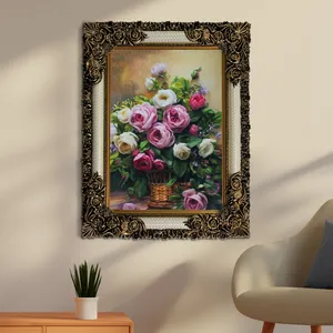 تابلو فرش ماشینی طرح دستبافت مدل گلدان گل کد 8687