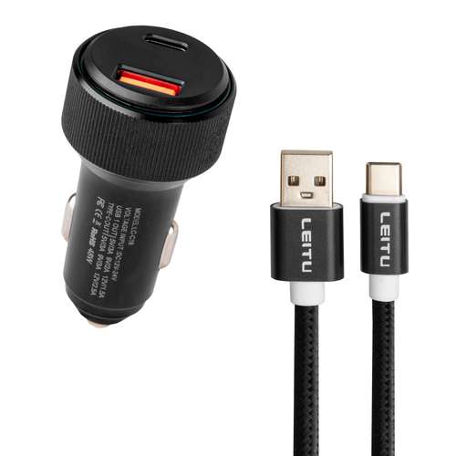 شارژر فندکی لیتو مدل LC-C18 به همراه کابل تبدیل USB-C