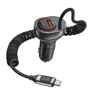 شارژر فندکی 60 وات دو پورت یوسمز مدل CC192 به همراه کابل USB-C