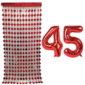 بادکنک فویلی مسترتم طرح عدد 45 به همراه ریسه تزئینی بسته 3 عددی