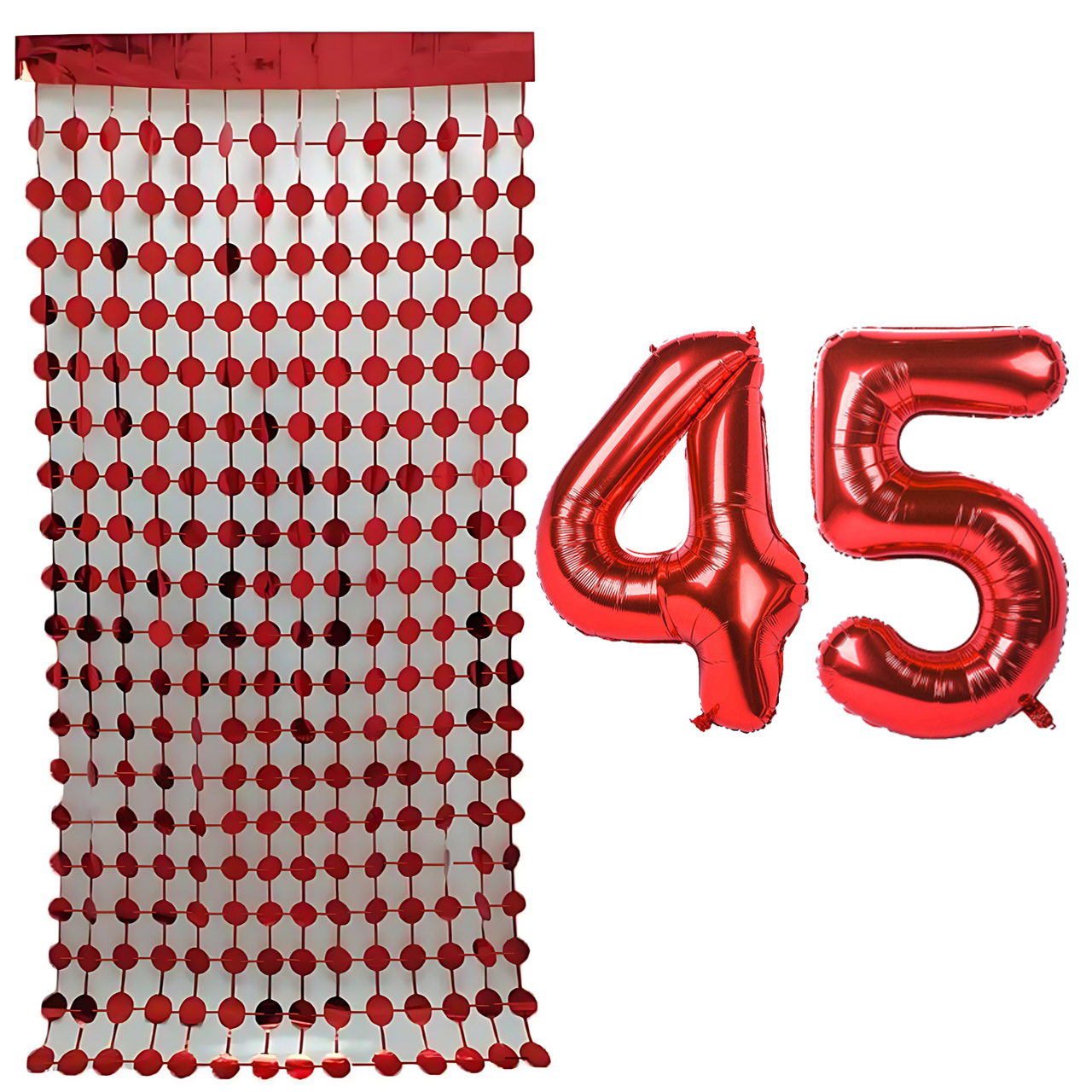 بادکنک فویلی مسترتم طرح عدد 45 به همراه ریسه تزئینی بسته 3 عددی