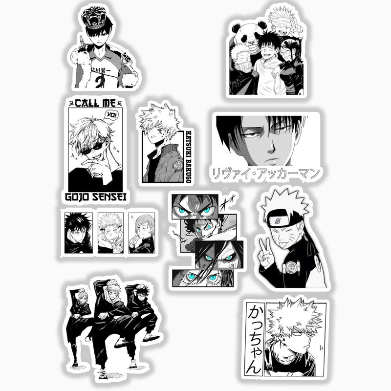 استیکر لپ تاپ و موبایل بووم طرح انیمه مخلوط کد mm72 مجموعه 10 عددی