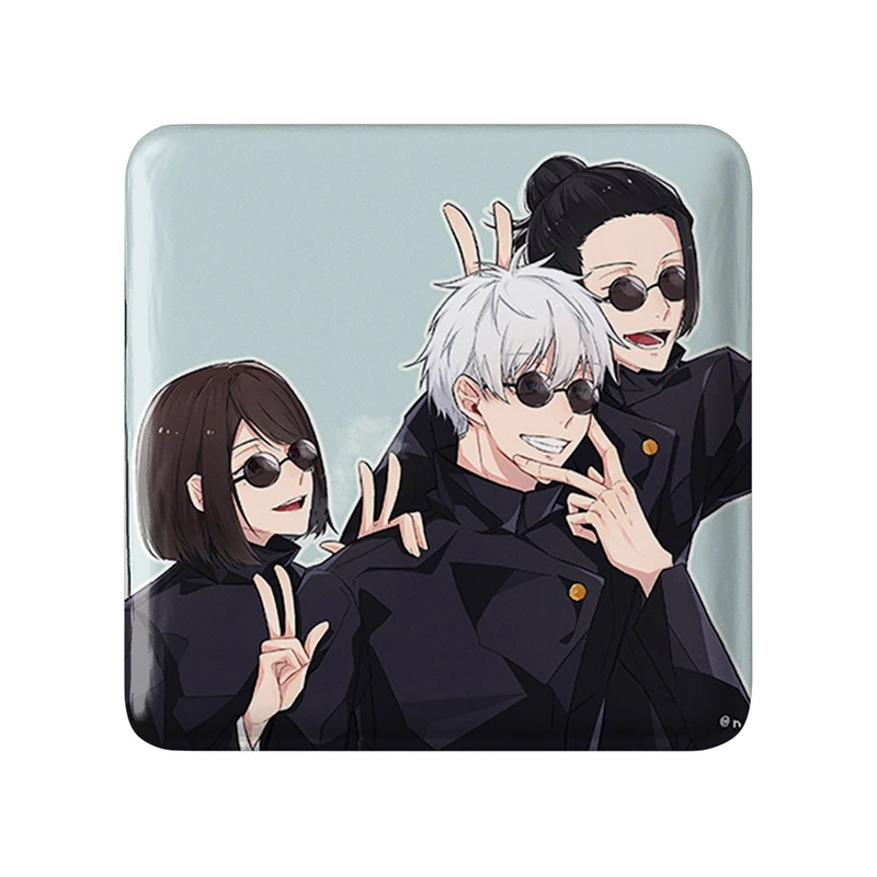 مگنت خندالو طرح گتو و گوجو ساتورو انیمه جوجوتسو کایزن Jujutsu Kaisen مدل مربعی کد 30178