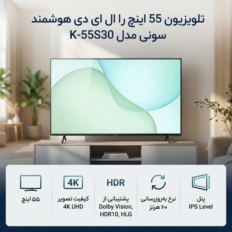 تلویزیون 55 اینچ ال ای دی هوشمند سونی مدل K-55S30