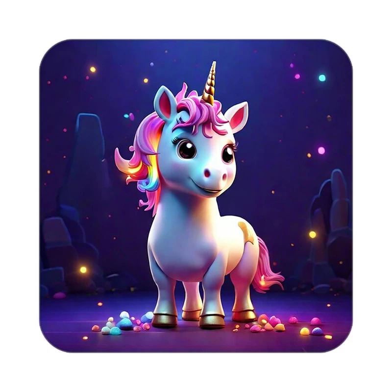 زیر لیوانی کاکتی طرح اسب تک شاخ و یونیکورن مدل mp30889