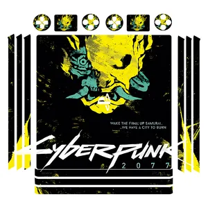 برچسب پلی استیشن 4 پرو توییجین وموییجین مدل Cyberpunk 01 مجموعه 16 عددی