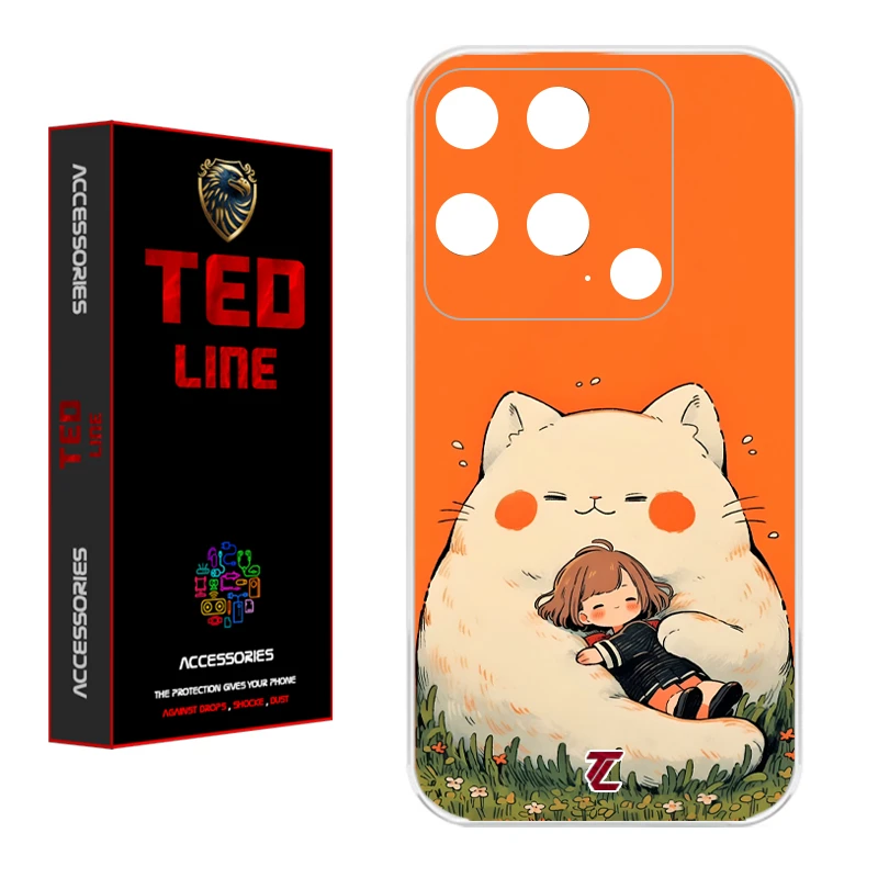 کاور تدلاین طرح گربه نارنجی کد 1138 مناسب برای گوشی موبایل شیائومی Redmi 10C / Poco C40