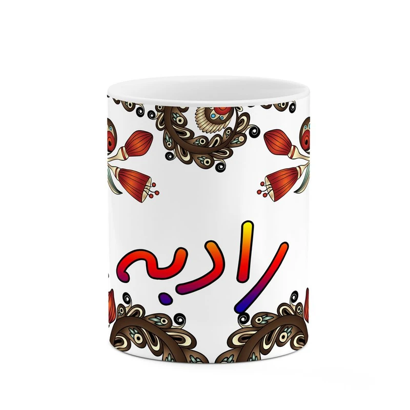 ماگ کاکتی مدل اسم رادبه طرح سنتی گل و بته کد mgh45115