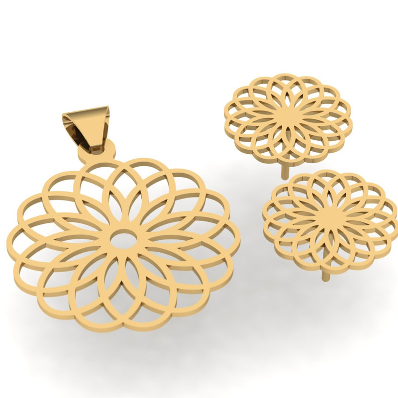 نیم ست طلا 18 عیار زنانه مدل اسلیمی