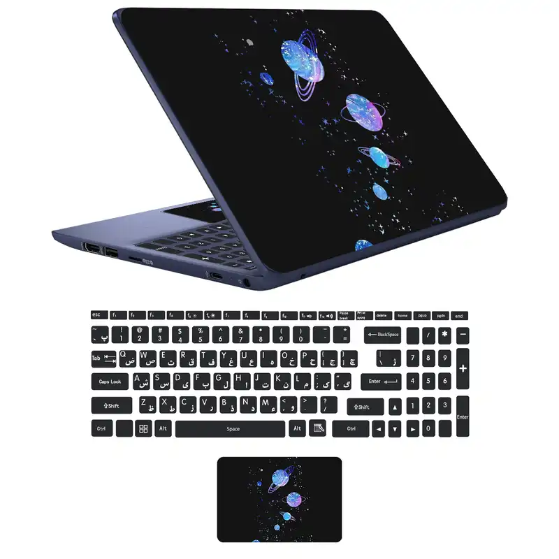 استیکر لپ تاپ مدل bl-ck 09 مناسب برای لپ تاپ17 اینچ به همراه برچسب حروف فارسی کیبورد