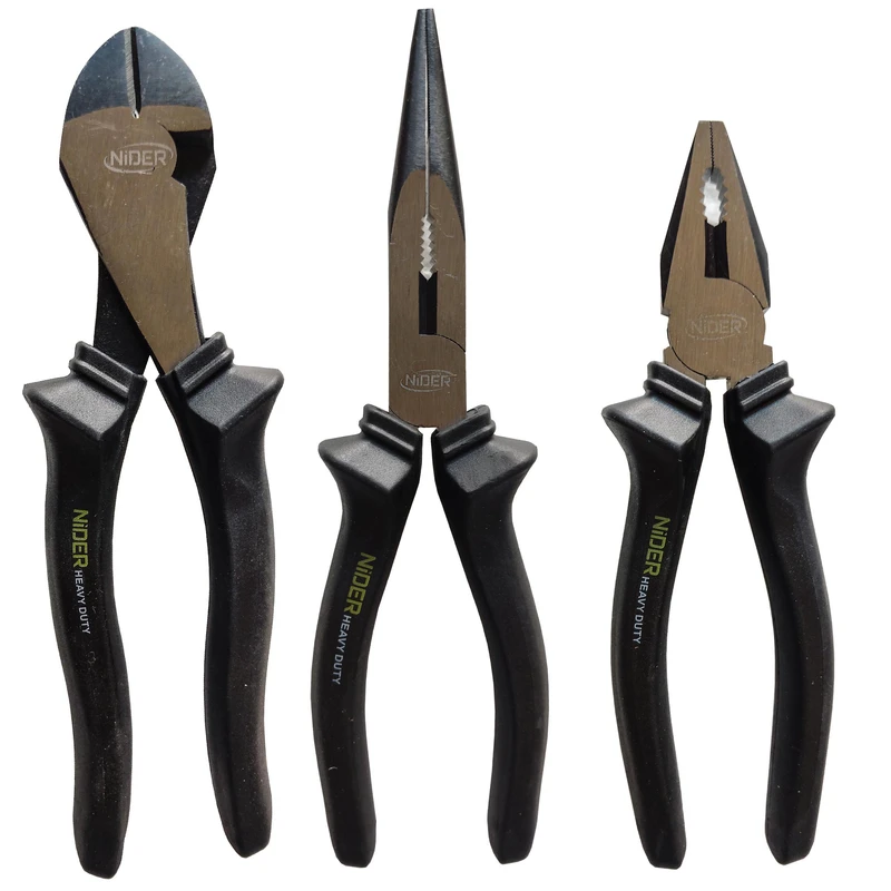 انبر دست و دم باریک و سیم چین  مدل HEAVY DUTY CR-V 08 سایز 8 اینچ مجموعه 3 عددی