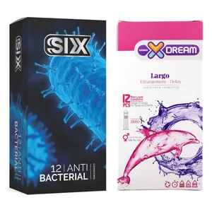 کاندوم سیکس مدل Anti Bacterial بسته 12 عددی به همراه کاندوم ایکس دریم مدل Largo بسته 12 عددی