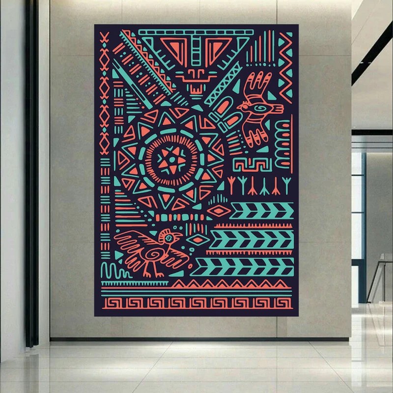 تابلو بوم طرح مخمل انتزاعی هندسی مدل آفریقایی کدAR305286