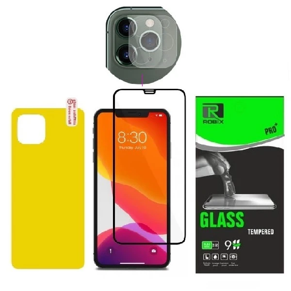 محافظ صفحه نمایش روبیکس مدل FL-IP مناسب برای گوشی موبایل اپل iphone 11Promax به همراه محافظ لنز دوربین ومحافظ پشت گوشی