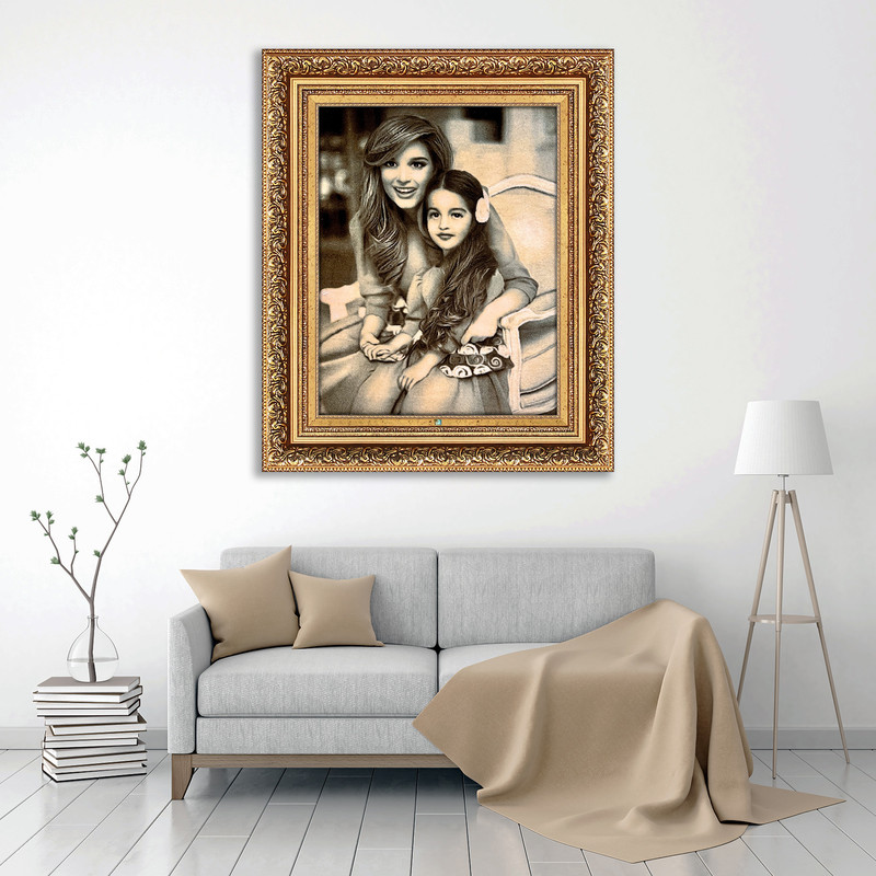 تابلو فرش دستباف فرش میرنظامی مدل مهر مادر سیاه قلم کد 1672