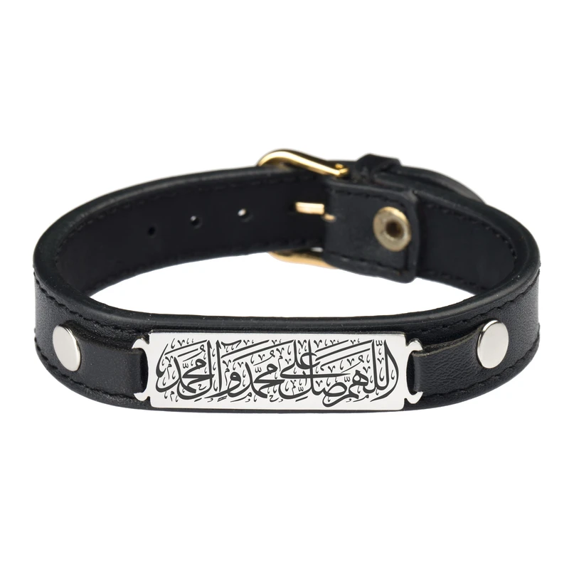 دستبند گيلواره زراوشان مدل چرم اللّهُمَّ صَلِّ عَلی مُحَمَّد وَآلِ مُحَمَّد کد CH56