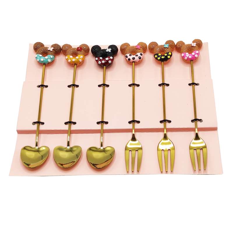 ست قاشق و چنگال بستنی خوری 6 پارچه مدل Mickey mouse