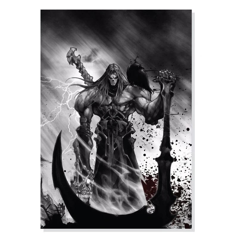 پوستر طرح سیاه و سفید گیم دارکسایدرز سوارکار مرگ Darksiders Death Horseman مدل M0637