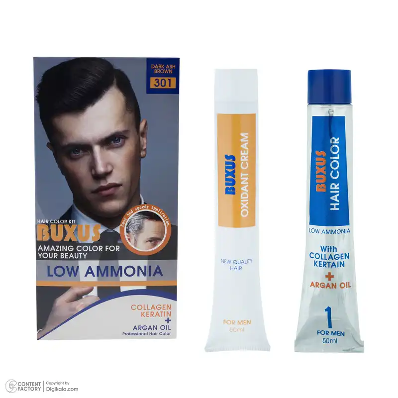 کیت رنگ مو بوکساس شماره 301 حجم 50 میلی لیتر رنگ خاکستری قهوه ای تیره