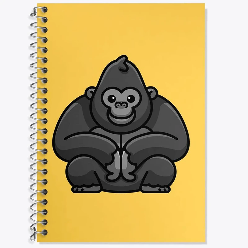 دفتر زبان 50 برگ خندالو مدل دو خط طرح حیوانات بامزه گوریل کد 28198