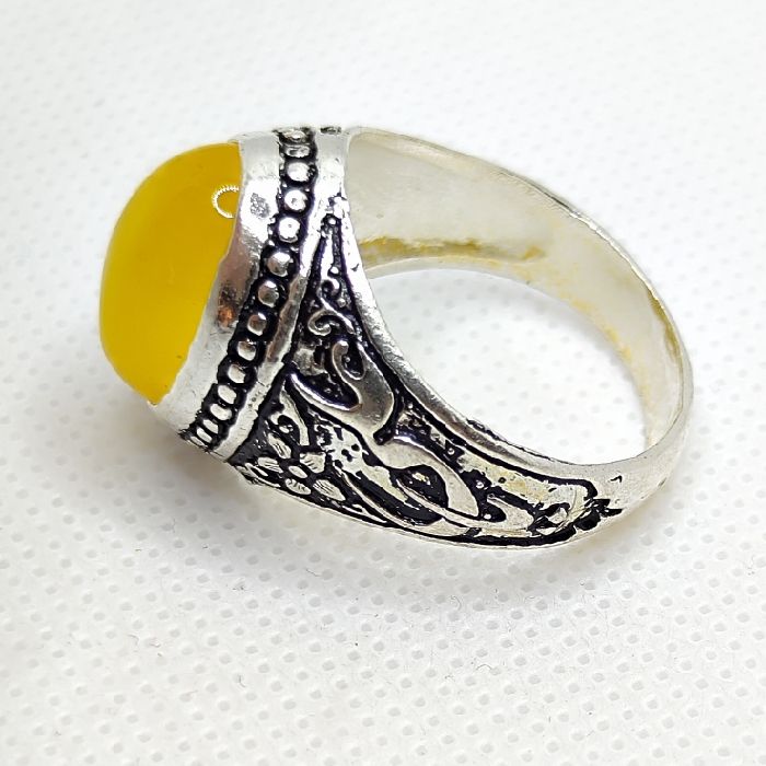 انگشتر نقره مردانه مدل عقیق شرف الشمس رکاب یا علی کد 3500 -  - 4