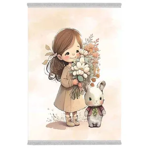 فرش پارچه‌ای دفه مدل فرشینه هازان مخمل طرح فانتزی کد 3251