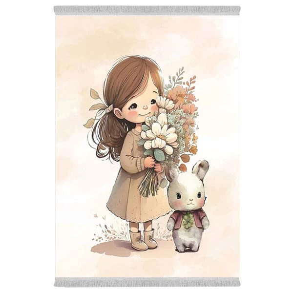 فرش پارچه‌ای دفه مدل فرشینه هازان مخمل طرح فانتزی کد 3251