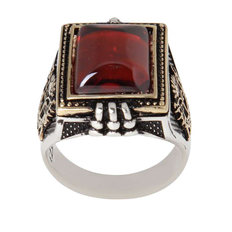 انگشتر نقره مردانه بازرگانی میلادی مدل سنگ کوارتز کد AM_2273