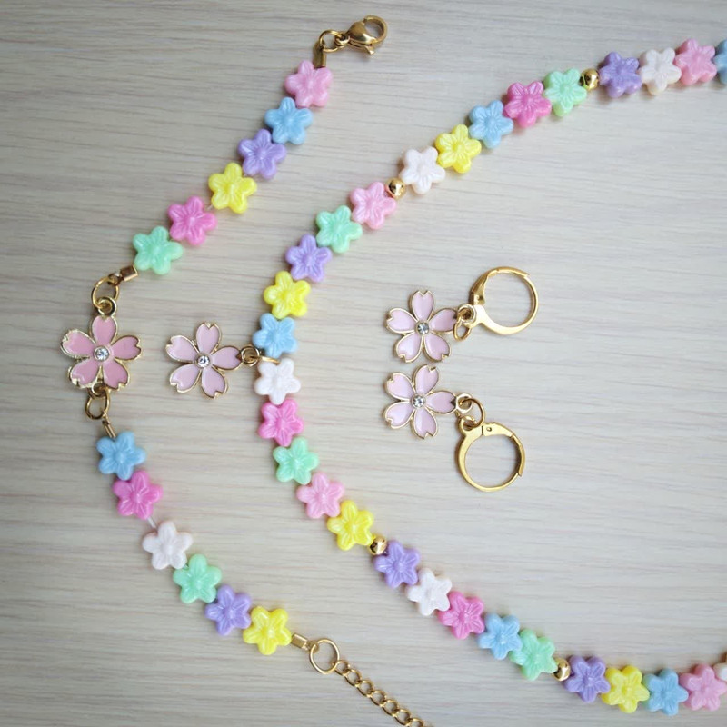 نیم ست دخترانه مدل مهره ای گل کد 0333