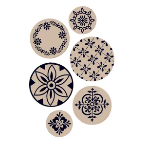 بشقاب دیوارکوب سفالی طرح مینیمال کد D503 مجموعه 6 عددی