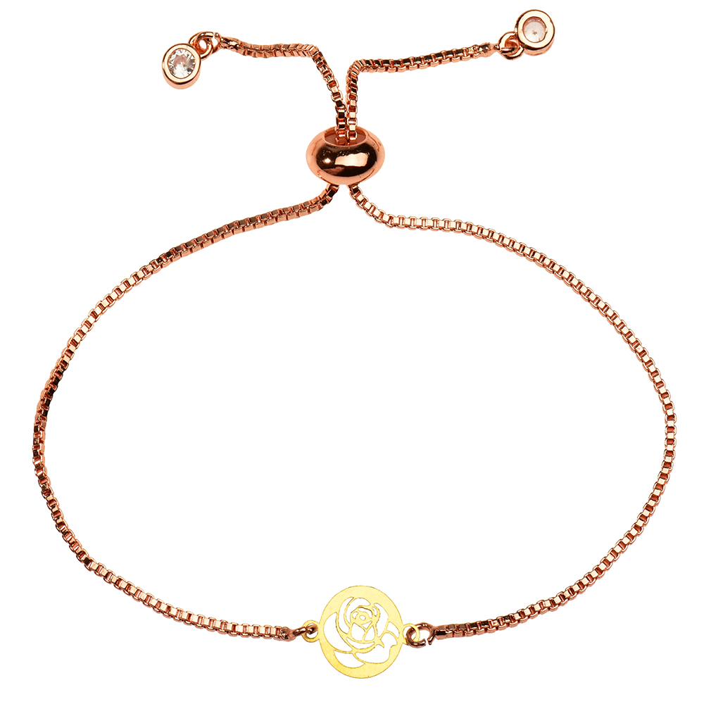 دستبند طلا 18 عیار دخترانه کرابو طرح گل رز مدل Krd1109 -  - 1