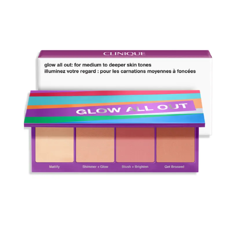 پالت رژ گونه و هایلایتر کلینیک مدل Glow all out medium to deeper