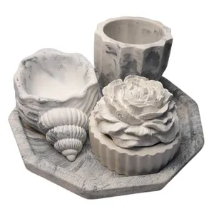 ست 5 تکه جاشمعی سنگی مدل دلوین