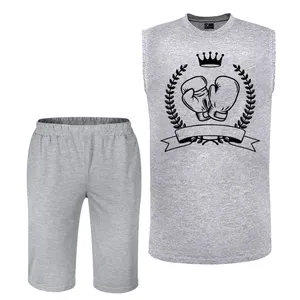 ست تاپ و شلوارک مردانه مدل بوکس کد B18 رنگ طوسی