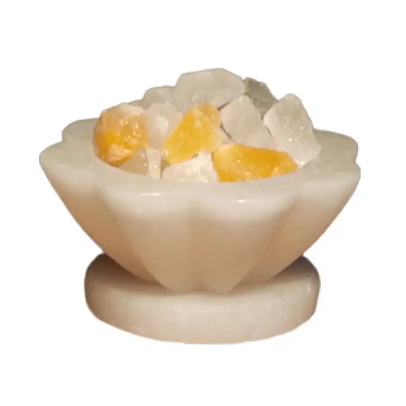 آباژور سنگ نمک مدل کاسه ستاره ای پایه سنگی کد 421