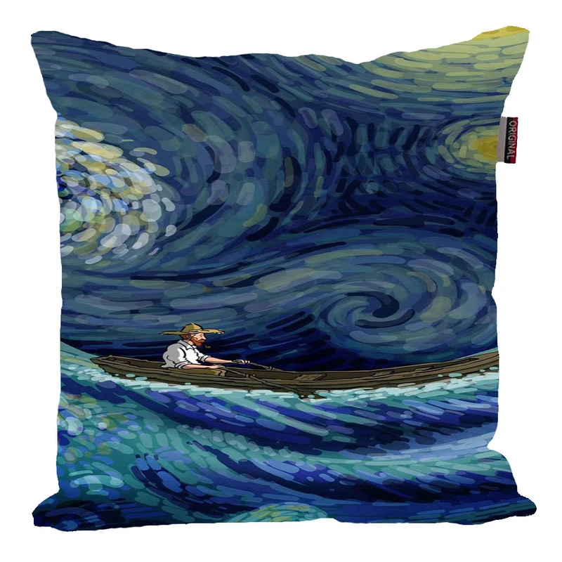 کوسن پاد آفرین مدل فانتزی طرح ونگوک شب های پرستاره و دریای آرام کد p1030