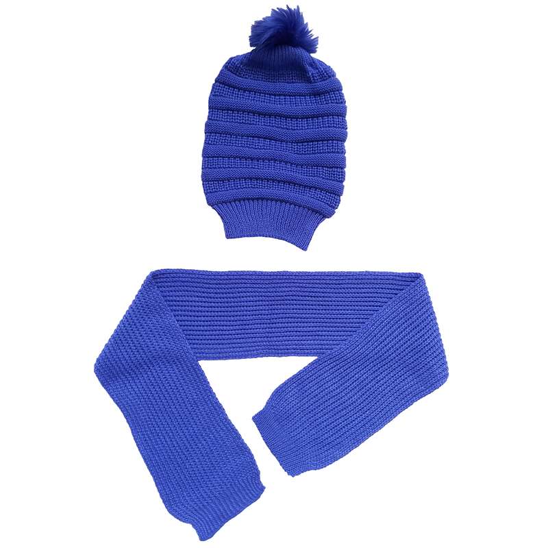 ست کلاه و شال گردن بافتنی مدل توپکی 04