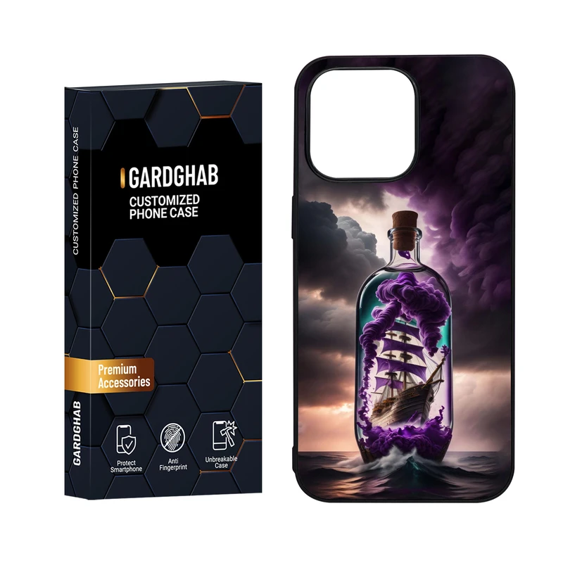 کاور گارد قاب مدل دور ژله ای پشت گلس هنری مناسب برای گوشی موبایل اپل iPhone 15 Pro Max